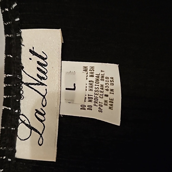 Vintage La Nuit Long Sleeve  Top Sz L Black with  Silver wave embellishments - Picture 6 of 7